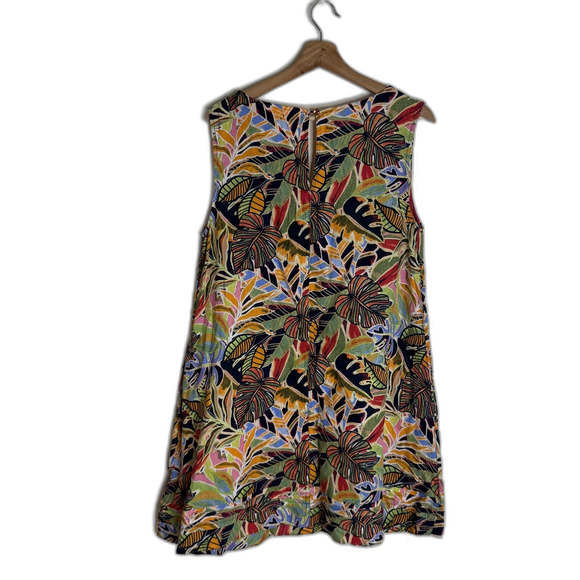 C&C California Dress Womens Medium Linen Sleeveless Tropical Floral Print Summer - Picture 10 of 11